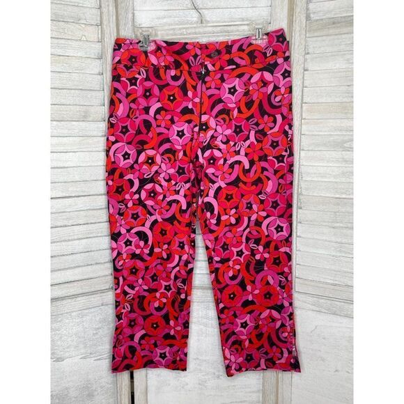 Madison Studio Pink & Red MOD Print Pants Size 10 - Picture 1 of 6